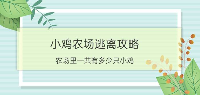 小鸡农场逃离攻略 农场里一共有多少只小鸡？